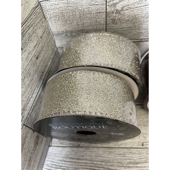 Mixed Ribbon Lot 7 Rolls Red White Gold Brown Christmas Valentines NOS - Picture 5 of 8